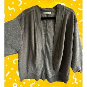 C&C California Grey Cozy Fleece Cardigan Shawl Collar Open Front Women's Size S